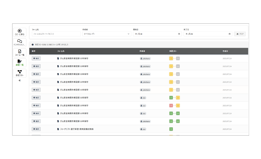 入力データ管理 承認一覧